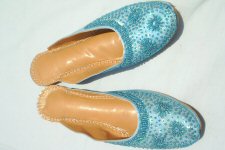 Blue beaded slippers